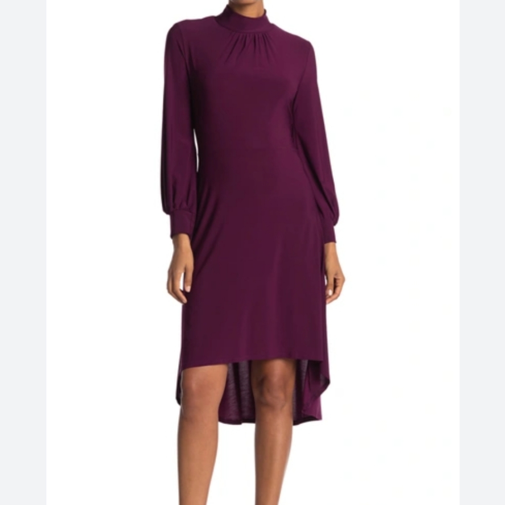 Tash + Sophie Plum Hi-Lo Long Sleeve Dress, New With TAGS